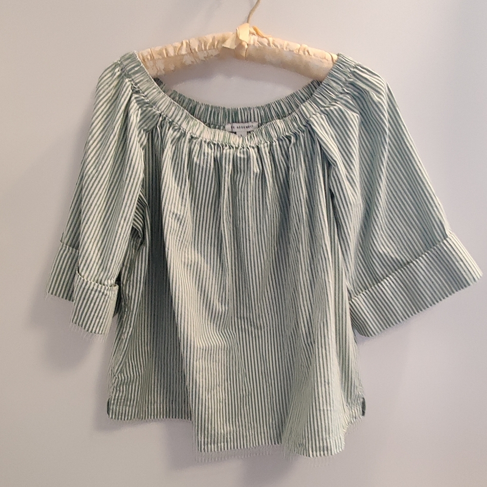 Striped Off-Shoulder Shirt Sz Large
